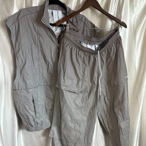 Collusion Unisex Oversized Cargo Sweatpants & Jacket Set Silver Reflective